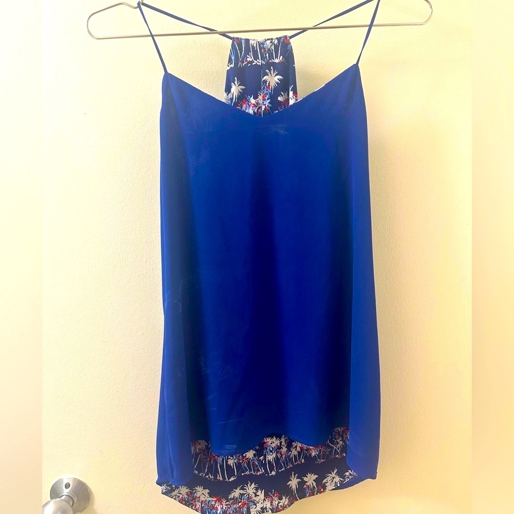 EXPRESS Navy Blue Tropical Palms Spaghetti Strap Racerback Reversible Cami Tank